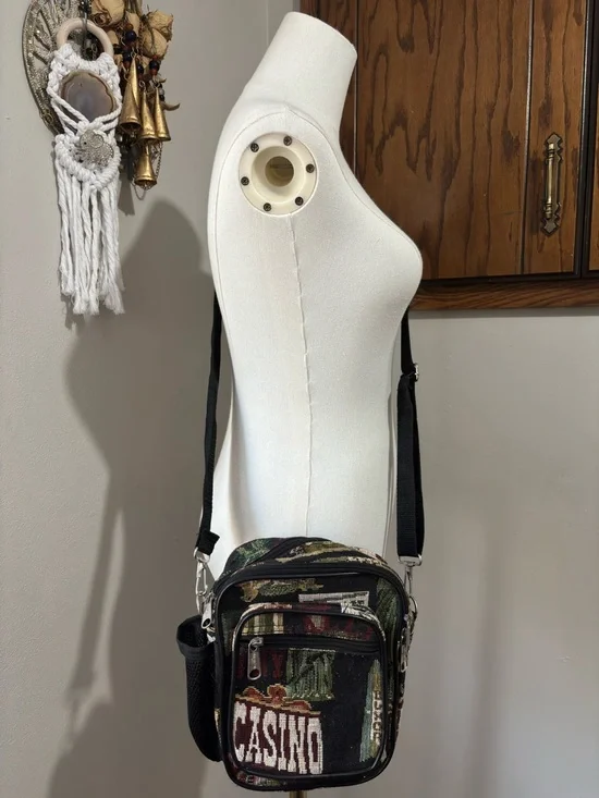 Vintage Crossbody Shoulder Purse Bag Lot Beaded Leather Tapestry Casino Evening - Picture 7 of 16